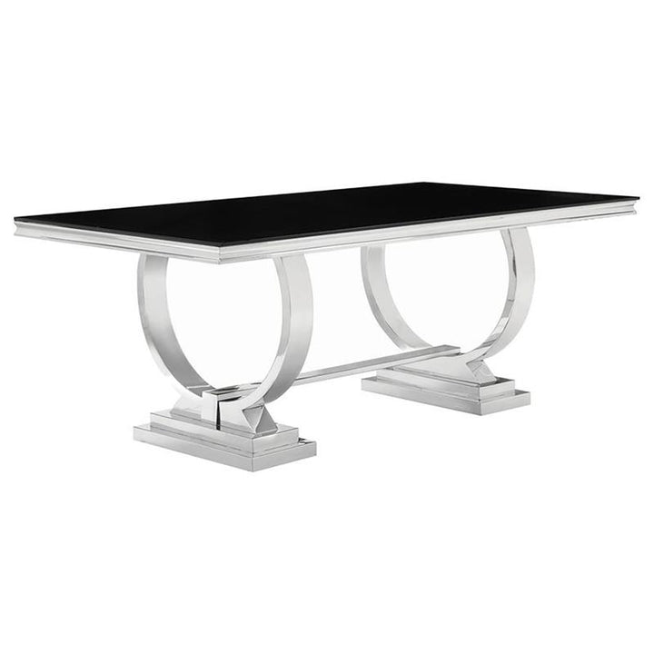 Antoine Rectangular Dining Table Chrome and Black (107871)