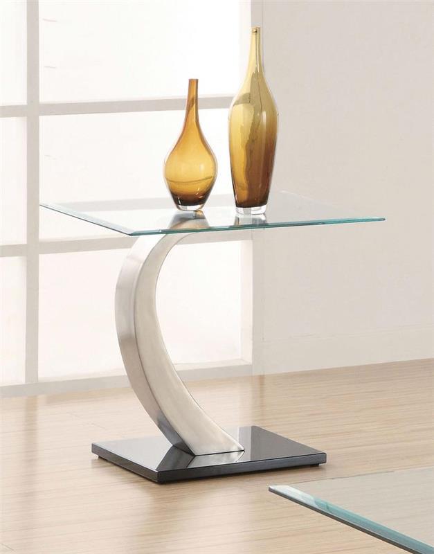Pruitt Glass Top End Table Clear and Satin (701237)