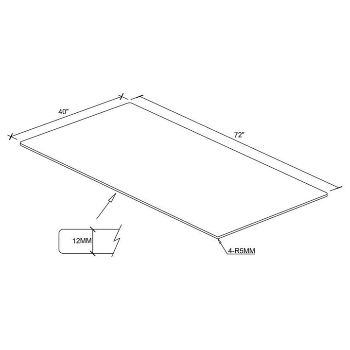 72x40" 12mm Rectangular Glass Top Clear (CF4072-12)