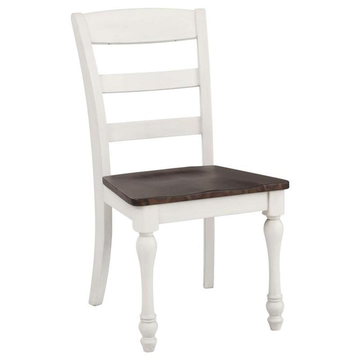 Madelyn Ladder Back Side Chairs Dark Cocoa and Coastal White (Set of 2) (110382)
