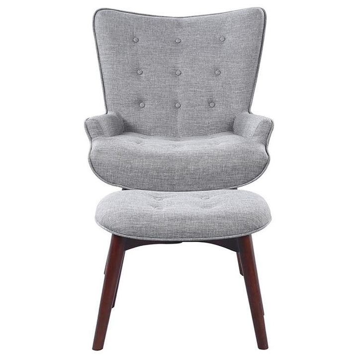 Willow Upholstered Accent Chair with Ottoman Grey and Brown (904119)