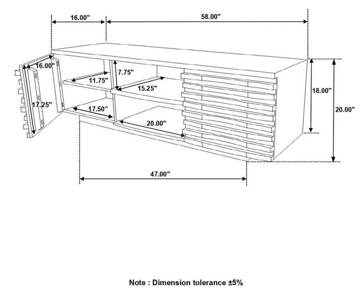 Julia 2-door TV Console with Adjustable Shelf Natural (724262)