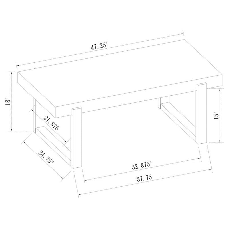 Pala Rectangular Coffee Table with Sled Base White High Gloss and Natural (753398)