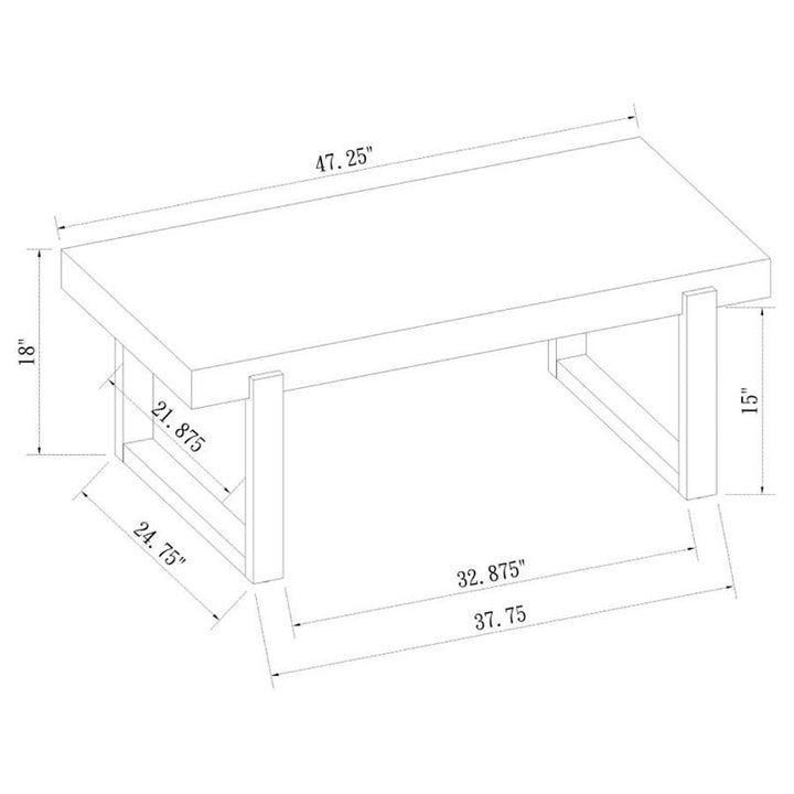 Pala Rectangular Coffee Table with Sled Base White High Gloss and Natural (753398)