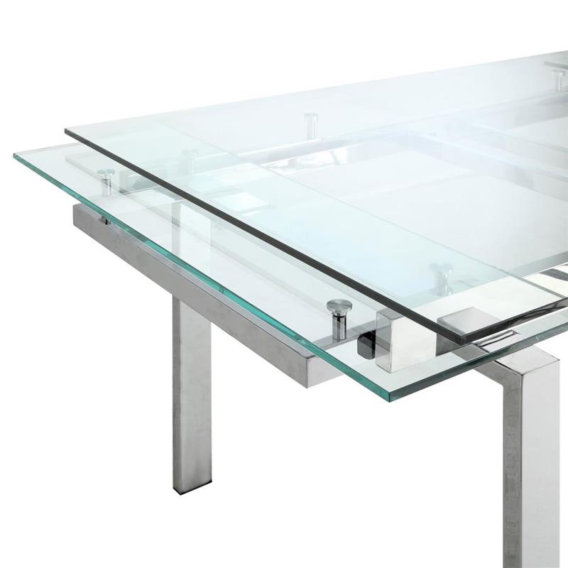 Wexford Glass Top Dining Table with Extension Leaves Chrome (106281)