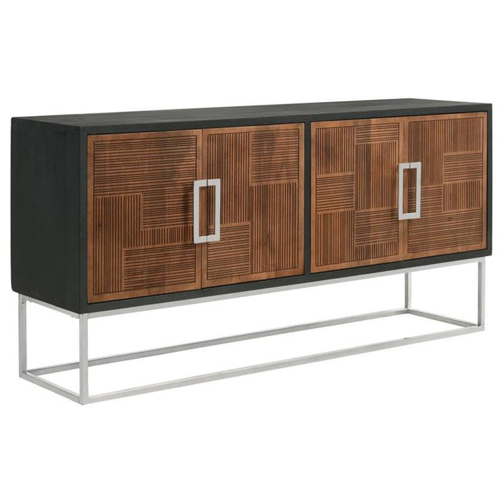 Borman 4-door Wooden Accent Cabinet Walnut and Black (950331)