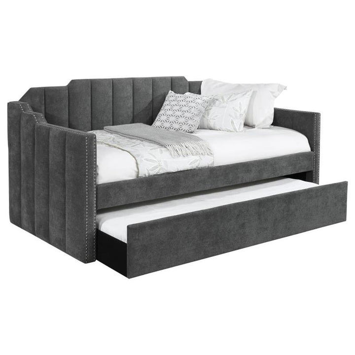 Kingston Upholstered Twin Daybed with Trundle Charcoal (315962)