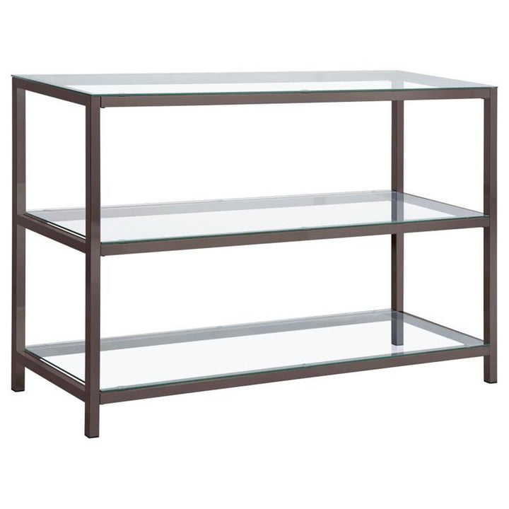 Trini Sofa Table with Glass Shelf Black Nickel (720229)