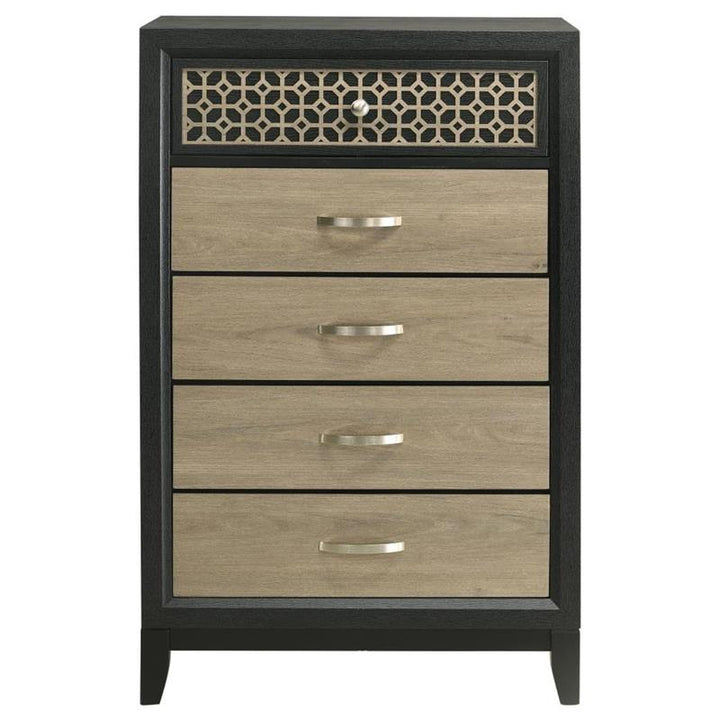 Valencia 5-drawer Chest Light Brown and Black (223045)