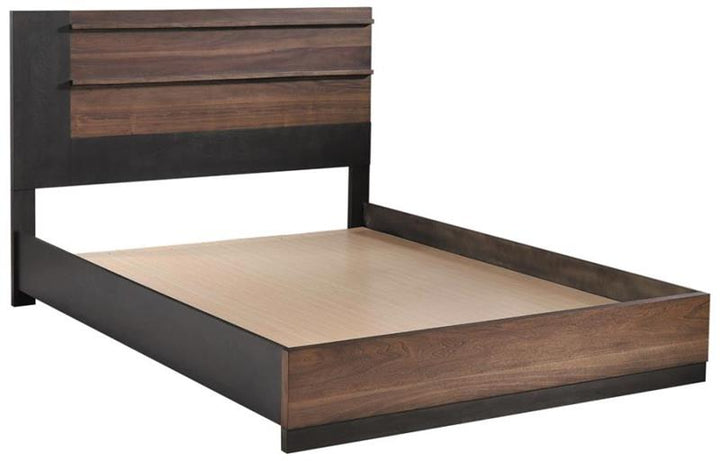 Azalia Rectangular Bed Black and Walnut (224281KE)