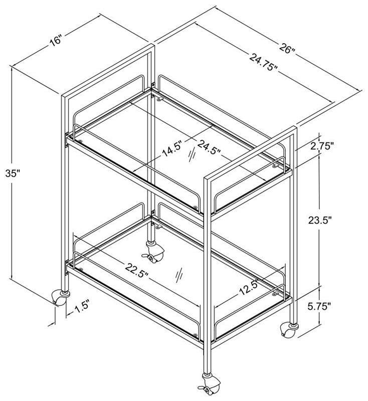 Curltis Serving Cart with Glass Shelves Clear and Black (181065)