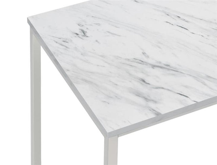 Leona Coffee Table with Casters White and Satin Nickel (721868)