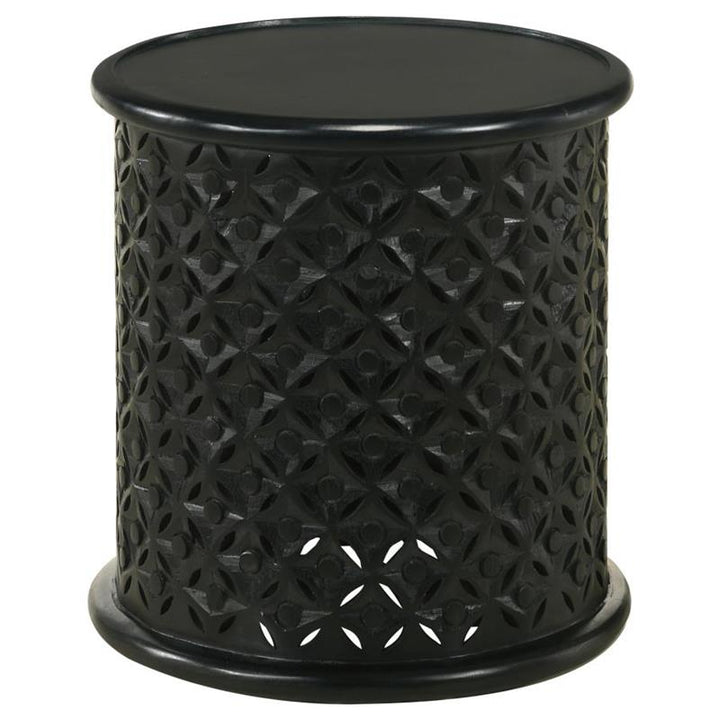 Krish 18-inch Round Accent Table Black Stain (936141)