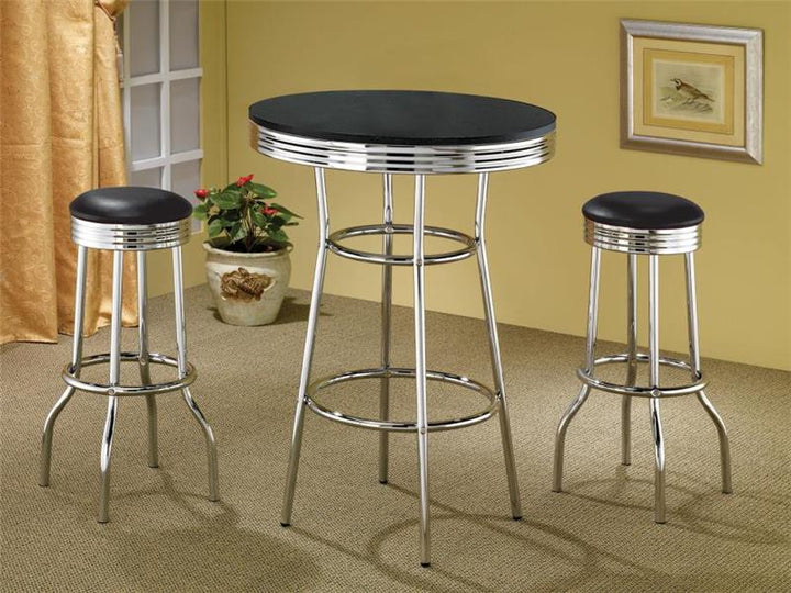 Theodore Upholstered Top Bar Stools Black and Chrome (Set of 2) (2408)