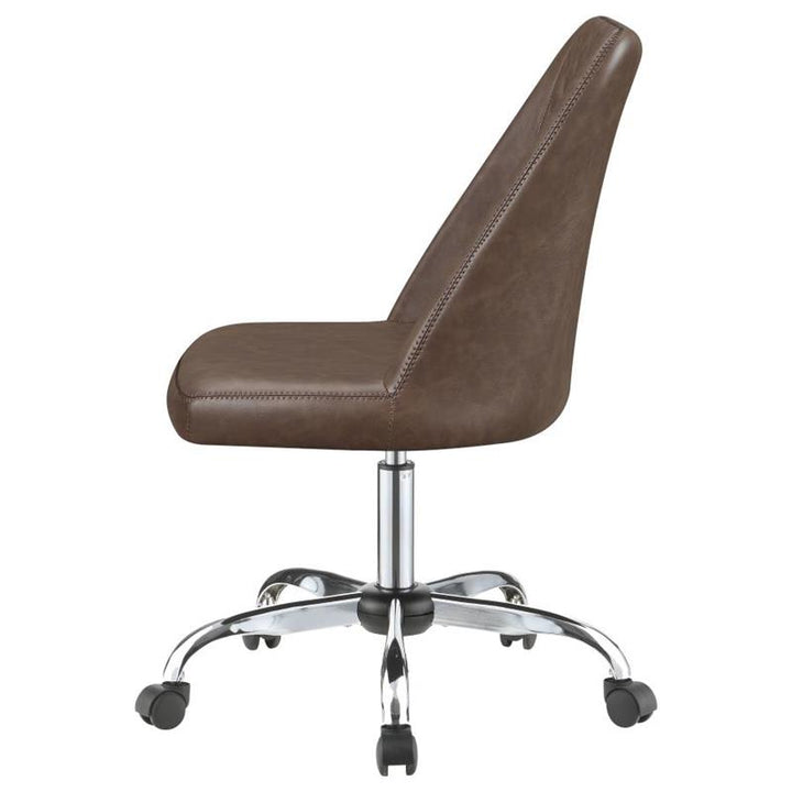 Althea Upholstered Tufted Back Office Chair Brown and Chrome (881197)