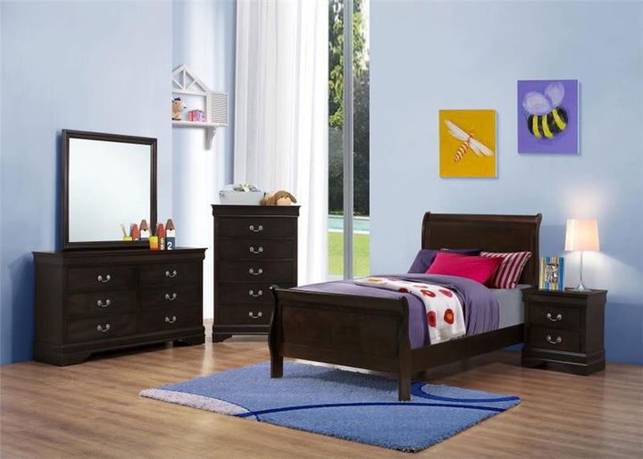 Louis Philippe Twin Panel Sleigh Bed Cappuccino (202411T)