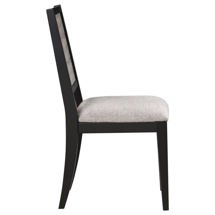 Elodie Upholstered Padded Seat Dining Side Chair Dove Grey and Black (Set of 2) (121222)