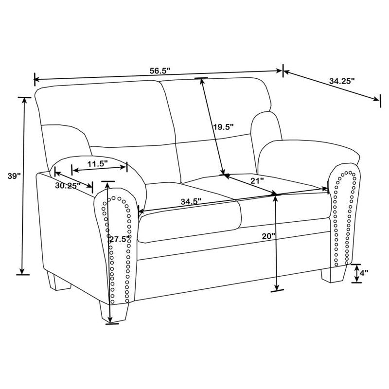 Clementine Upholstered Loveseat with Nailhead Trim Grey (506575)