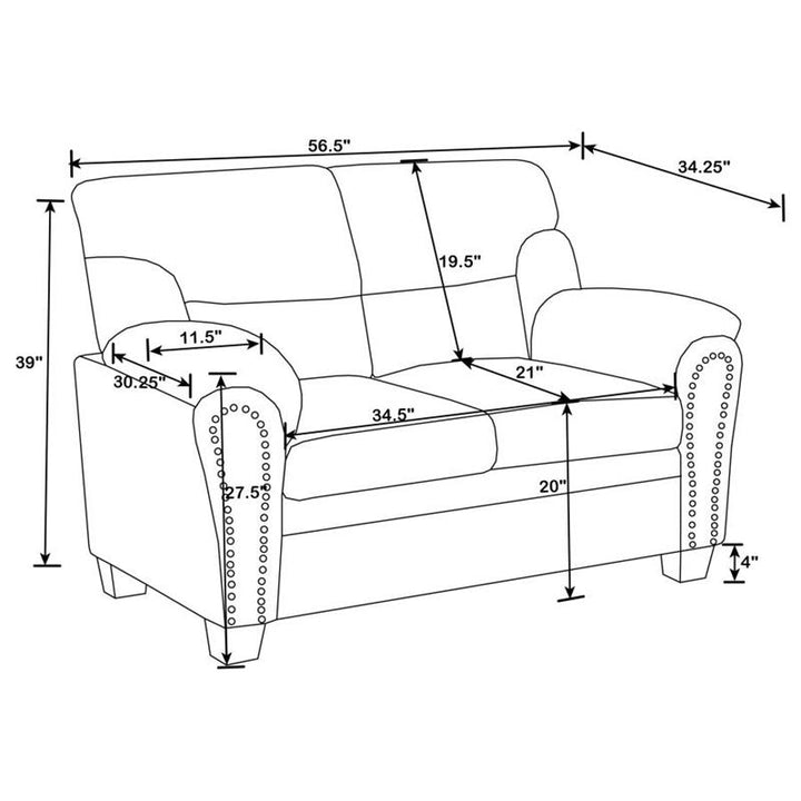 Clementine Upholstered Loveseat with Nailhead Trim Grey (506575)