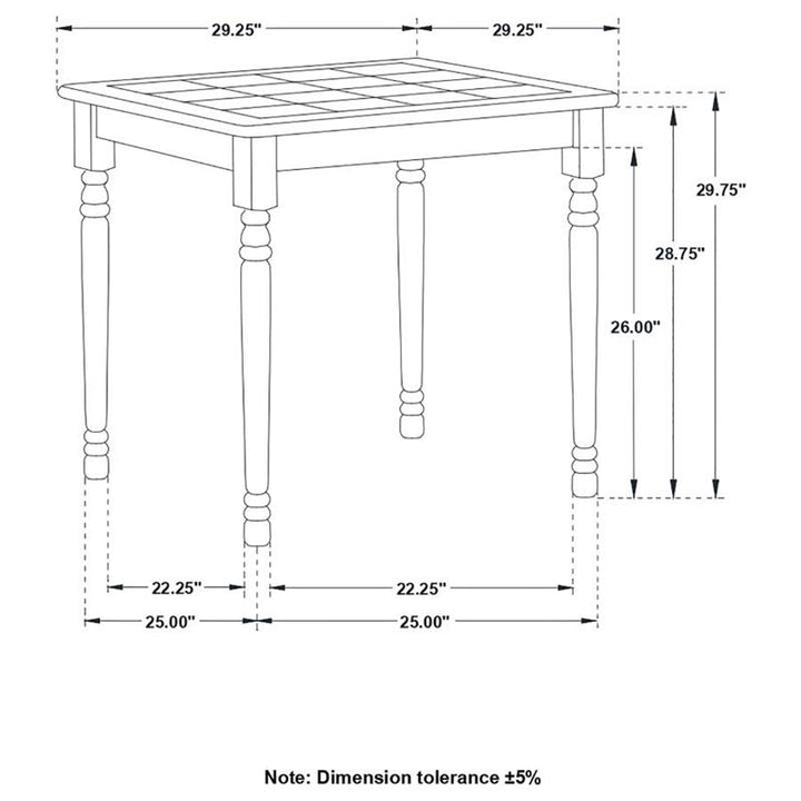 Carlene Square Top Dining Table Natural Brown and White (4191)