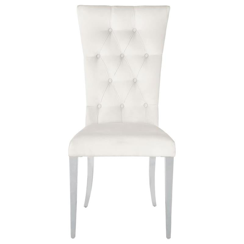 Kerwin Tufted Upholstered Side Chair (Set of 2) White and Chrome (111102)