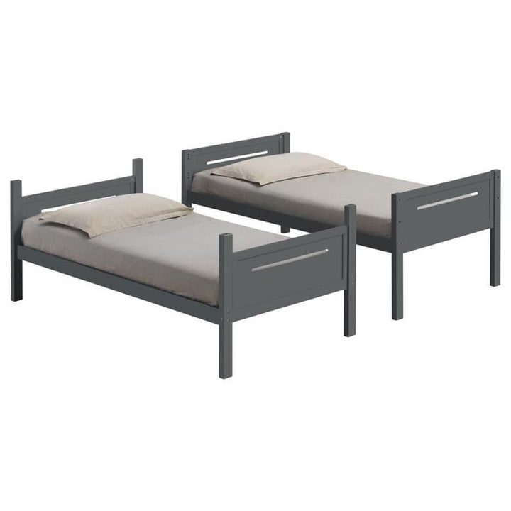 Littleton Twin Over Twin Bunk Bed Grey (405051GRY)