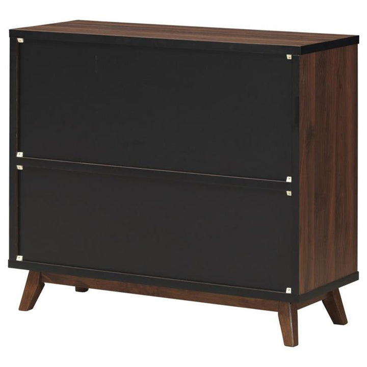 Ezekiel Wine Cabinet with 2 Sliding Doors Walnut and Black (182873)