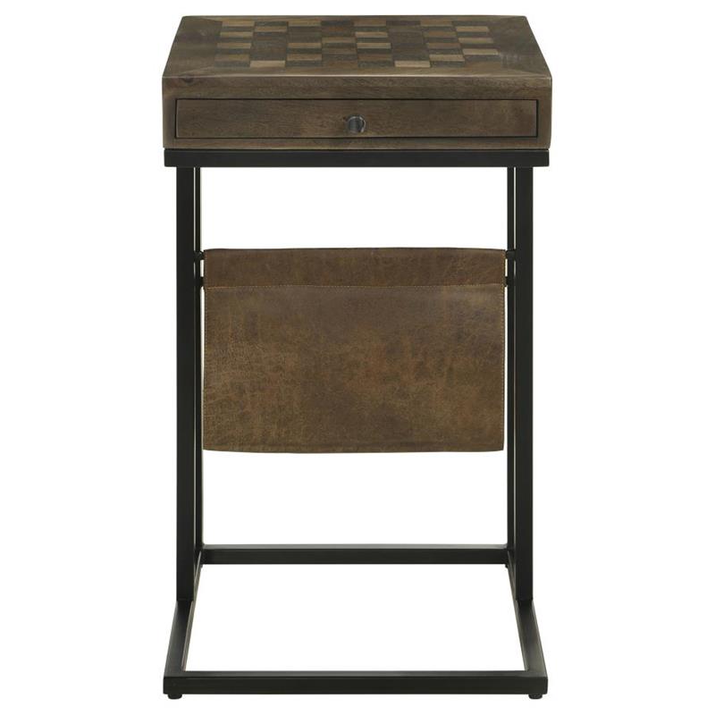 Chessie 1-drawer Square Side Table With Leatherette Sling Tobacco and Black (936135)