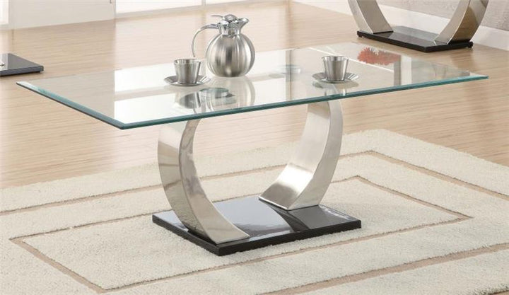 Pruitt Glass Top Coffee Table Clear and Satin (701238)