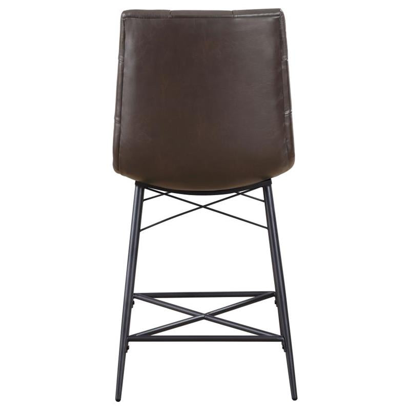 Aiken Upholstered Tufted Counter Height Stools Brown (Set of 2) (107860)