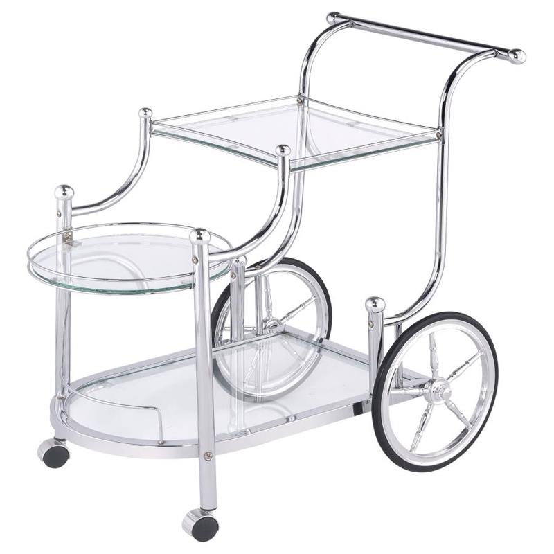 Sarandon 3-tier Serving Cart Chrome and Clear (910076)