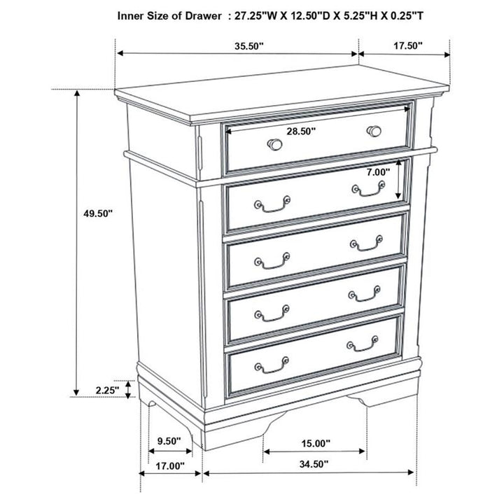 Cambridge Carved Bedroom Set Cappuccino (203191Q-S5)