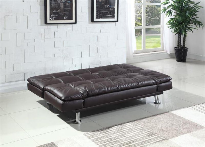 Dilleston Tufted Back Upholstered Sofa Bed Brown (300321)