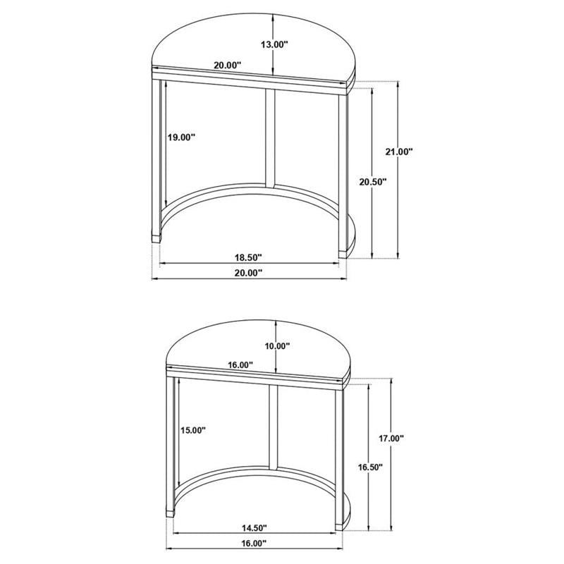 Zakiya 2-piece Demilune Nesting Table Black and White (930195)