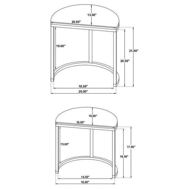 Zakiya 2-piece Demilune Nesting Table Black and White (930195)