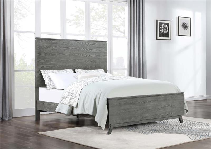 Nathan High Headboard Eastern King Panel Bed Grey (224601KE)