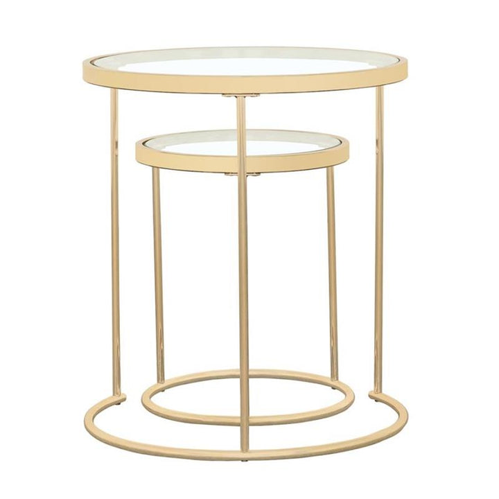 Maylin 2-piece Round Glass Top Nesting Tables Gold (935936)