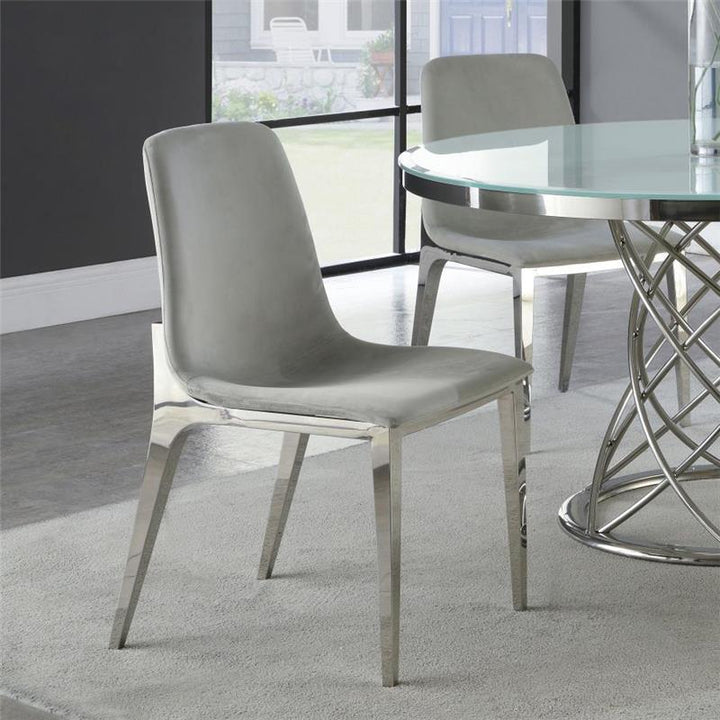 Irene Upholstered Side Chairs Light Grey and Chrome (Set of 4) (110402)