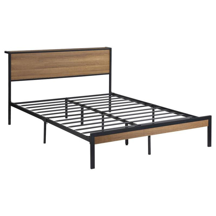 Ricky Full Platform Bed Light Oak and Black (302144F)