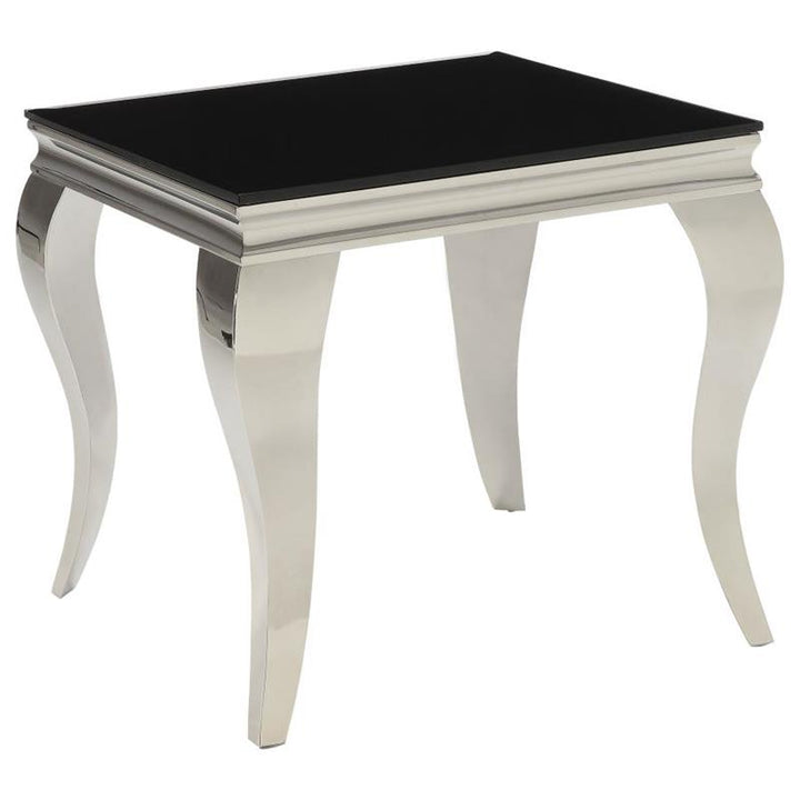 Luna Square End Table Chrome and Black (705017)