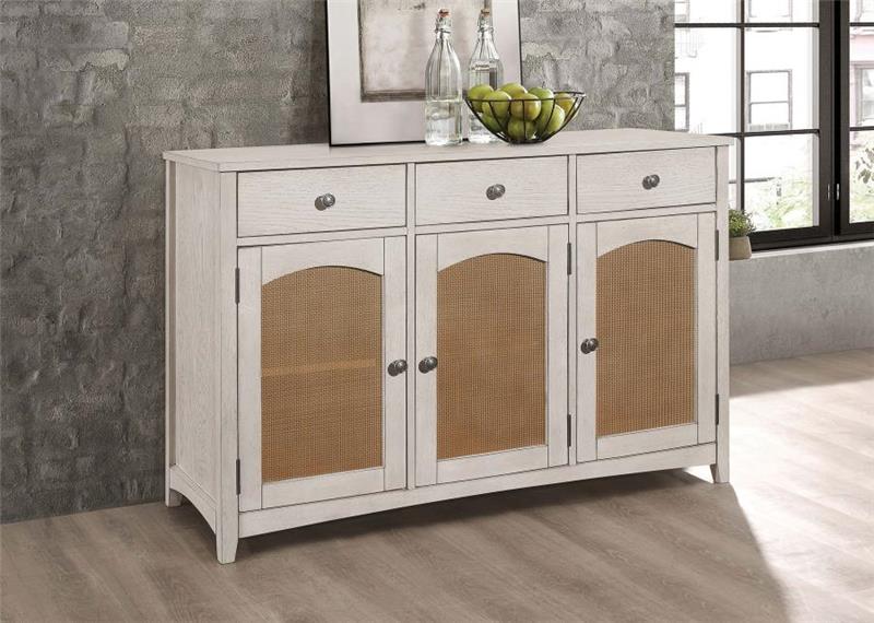 Kirby 3-drawer Rectangular Server with Adjustable Shelves Natural and Rustic Off White (192695)