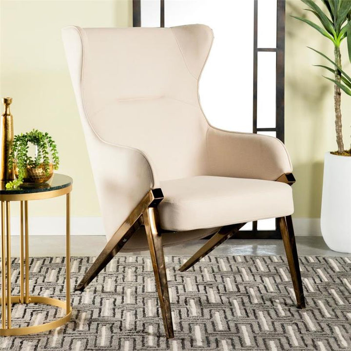 Walker Upholstered Accent Chair Cream and Bronze (903052)