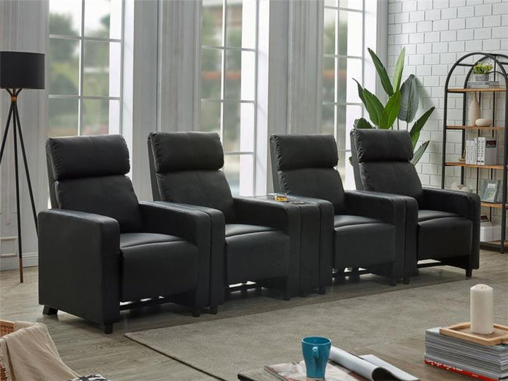 Toohey Upholstered Tufted Recliner Living Room Set Black (600181-S4B)