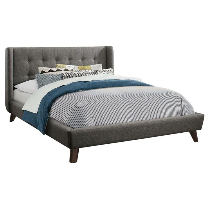 Carrington Button Tufted Queen Bed Grey (301061Q)