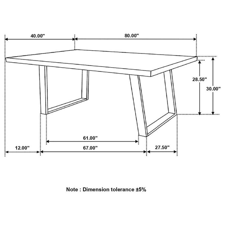 Misty Sled Leg Dining Table Grey Sheesham and Gunmetal (110681)