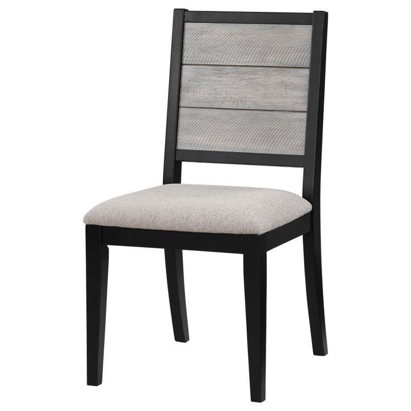 Elodie Upholstered Padded Seat Dining Side Chair Dove Grey and Black (Set of 2) (121222)