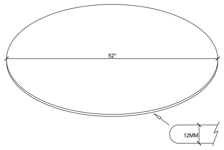 52" 12mm Round Glass Table Top Clear (CP52RD-12)