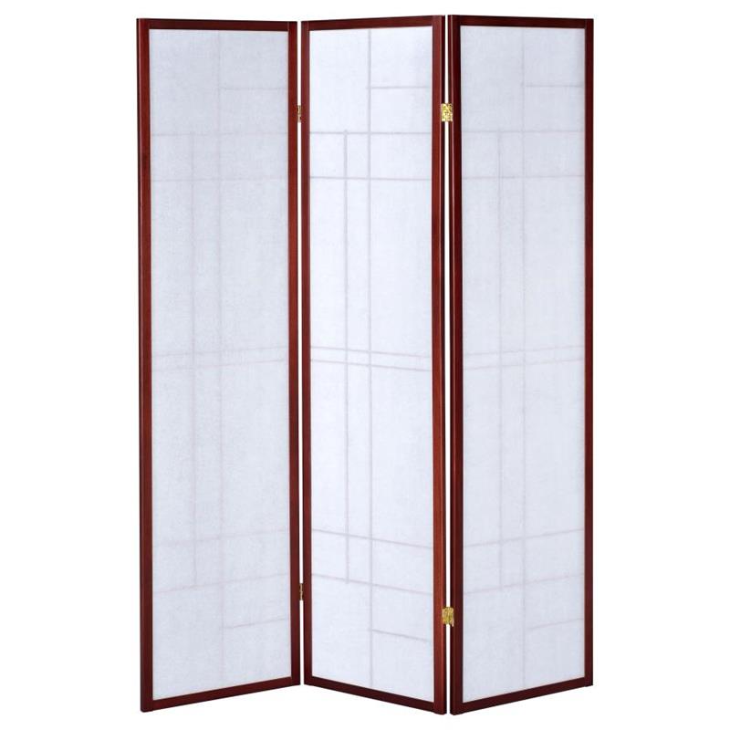 Katerina 3-panel Folding Floor Screen White and Cherry (900110)