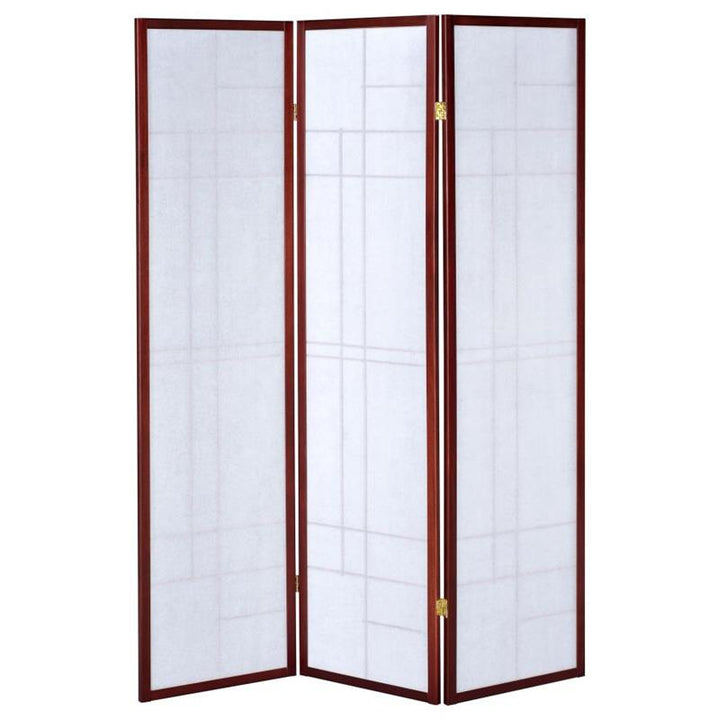 Katerina 3-panel Folding Floor Screen White and Cherry (900110)