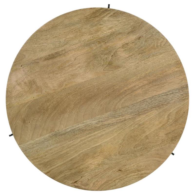 Pilar Round Solid Wood Top Coffee Table Natural and Black (703608)
